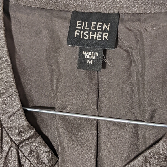 Eileen Fisher 100% Silk Taupe Silver Open Evening Jacket Medium 10/12 EUC - Picture 6 of 9